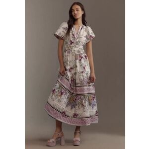 8 hr - Sale - Anthropologie Somerset Floral Maxi Dress in Cream and Pink